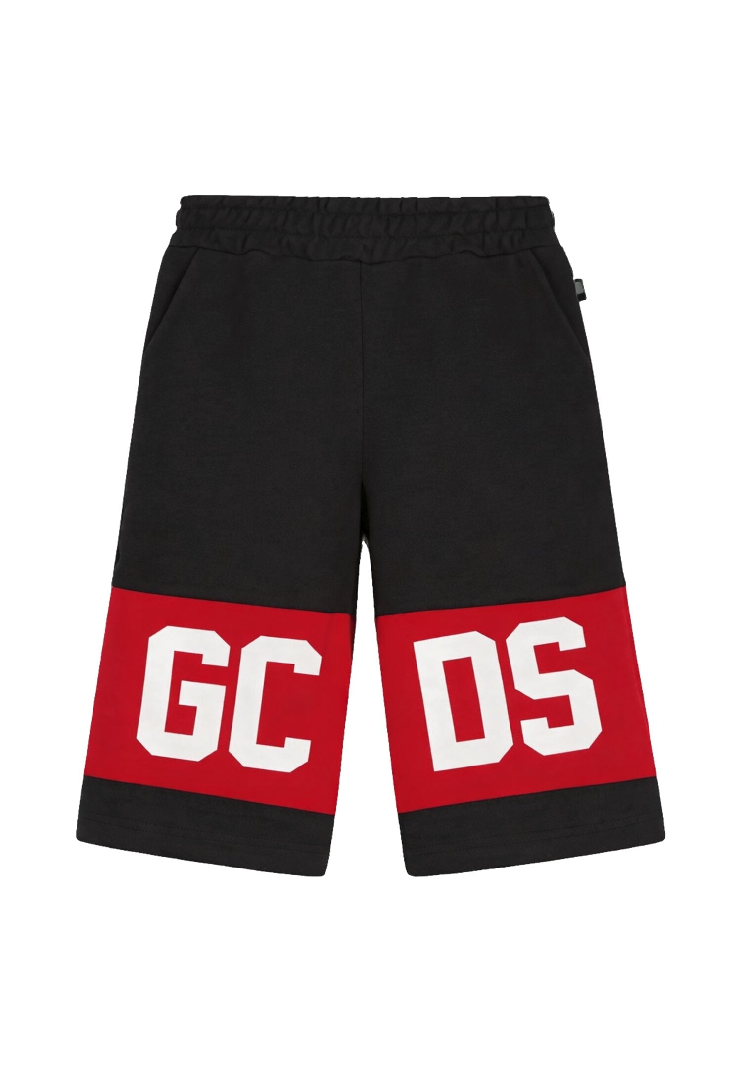 Gcds Bermuda Nero-Rosso Bambino-Ragazzo Vita Regolabile Sportivo In Cotone