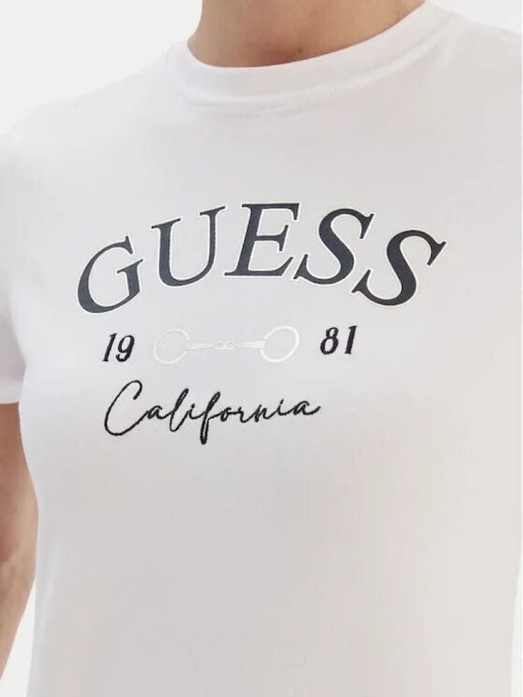 Guess tshirt bianca donna con logo