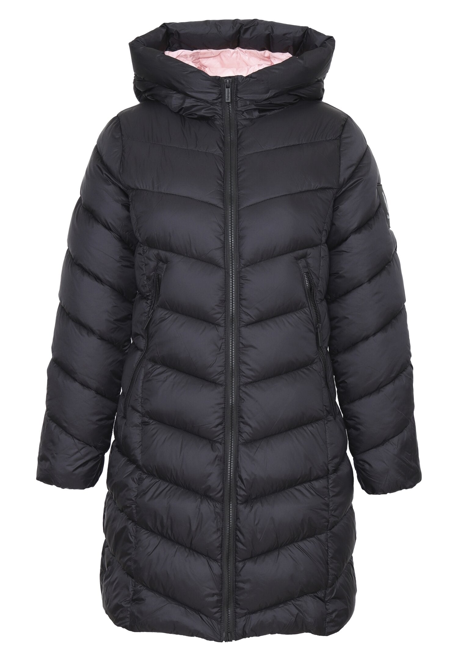 Refrigue Giubotto Nero Bambina In Nylon Con Cappuccio Invernale AI25