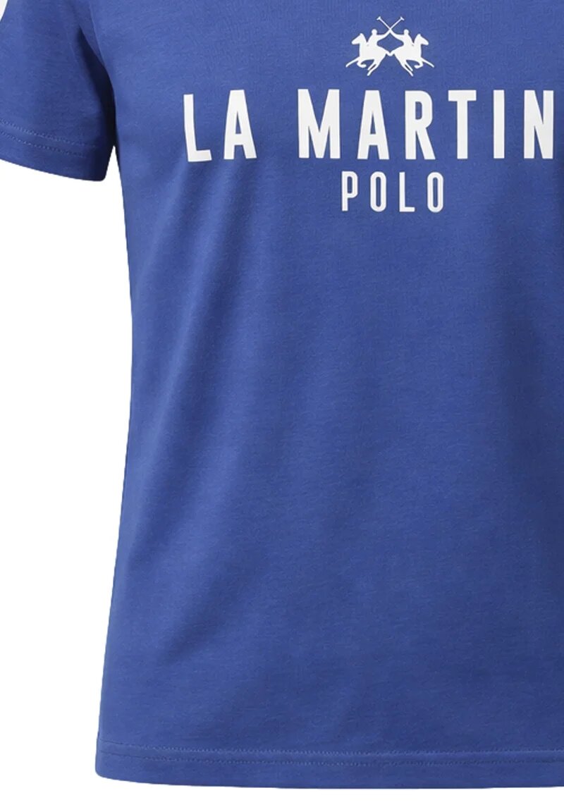 La Martina t Shirt Royal Con Numero Sulla Manica Bambino MAB0004_
