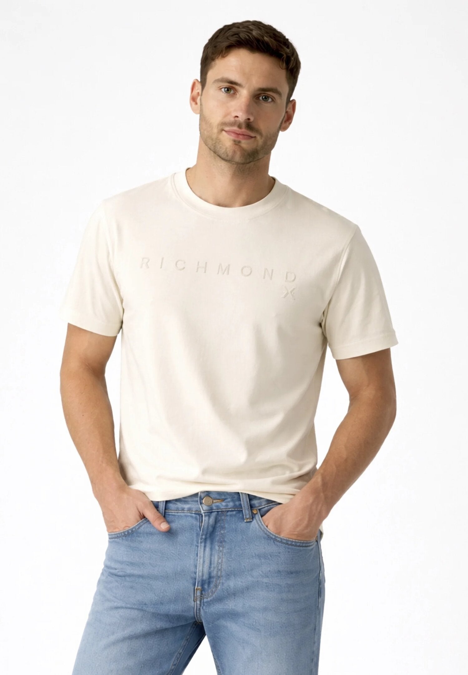 John Richmond t Shirt Uomo Sabbia Maniche Corte UMP26018TS_