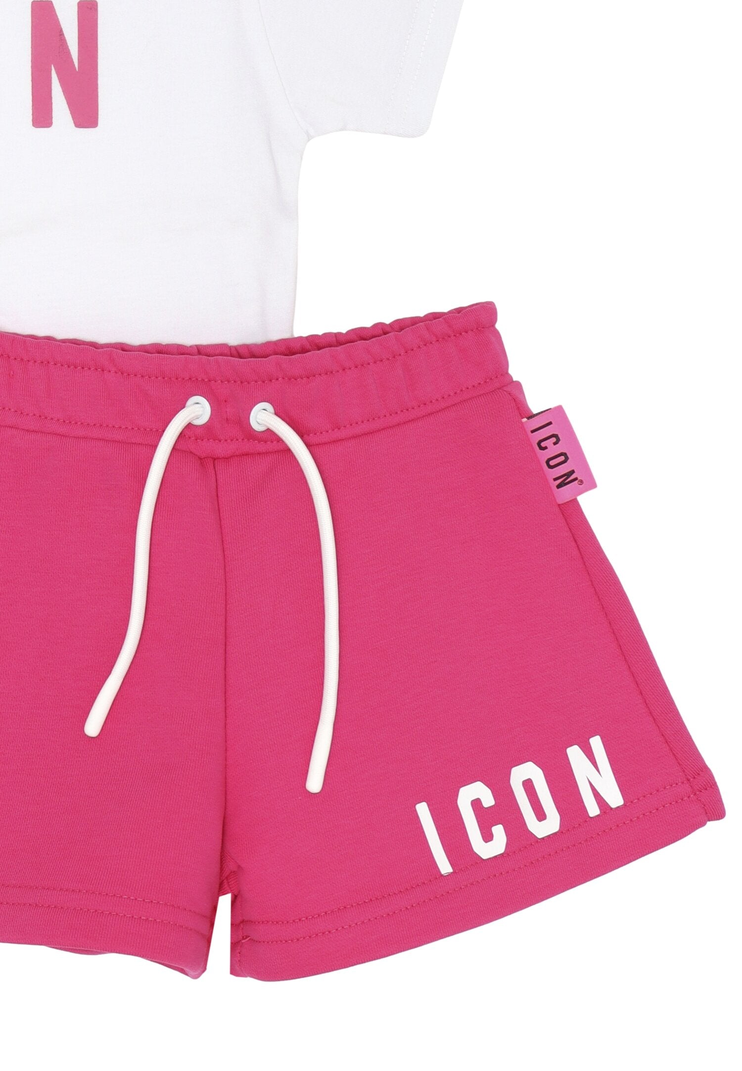 ICON completo bambina fucsia 12 mesi 4 anni cotone estivo scritta rosa | CammarataMode