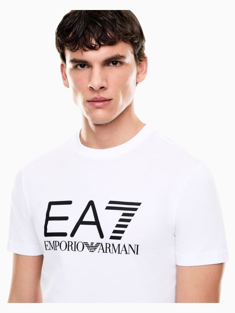 Emporio Armani t-shirt core identity in jersey di cotone bianco con logo frontale