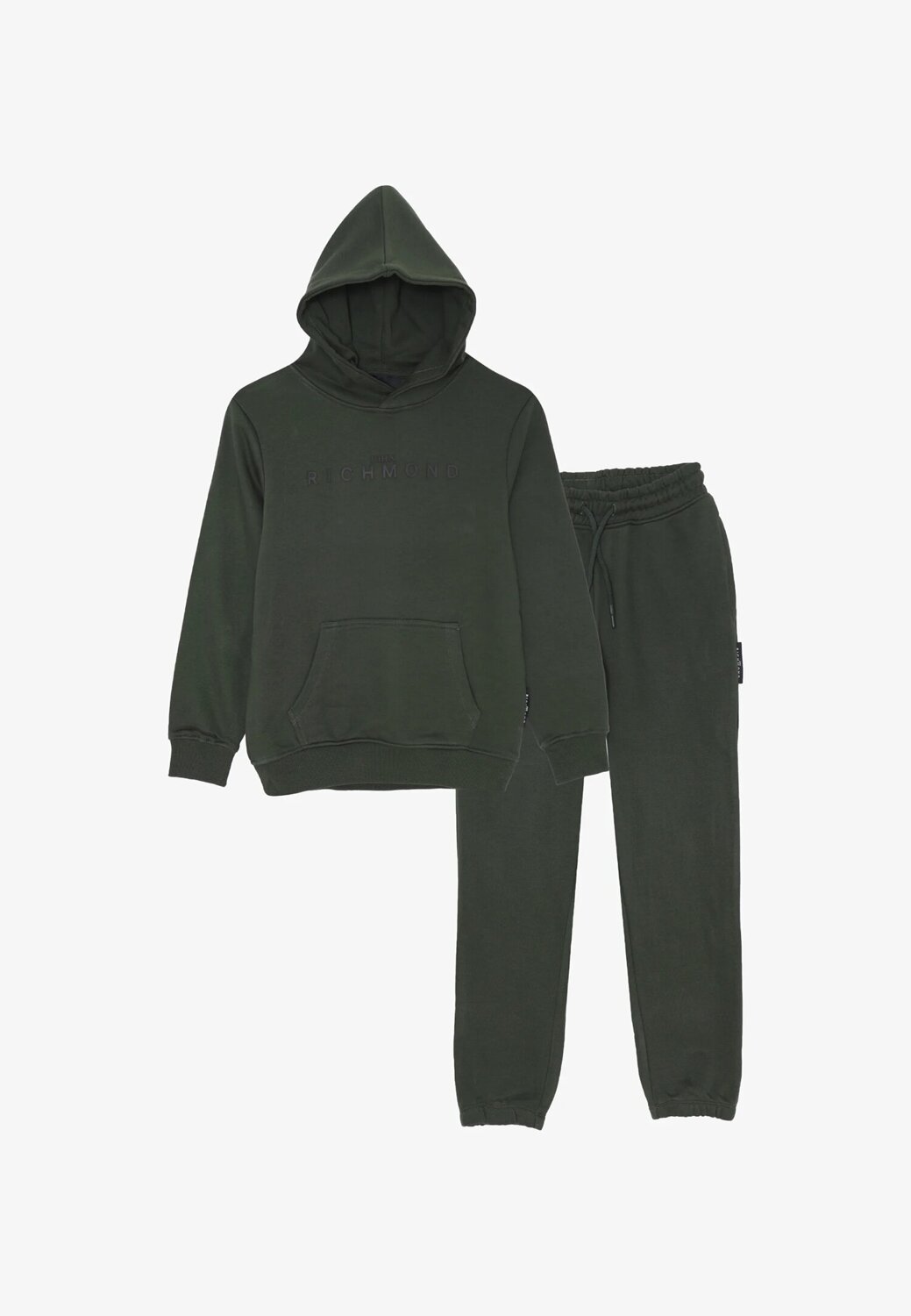 John Richmond tuta bambino verde cotone inverno con cappuccio