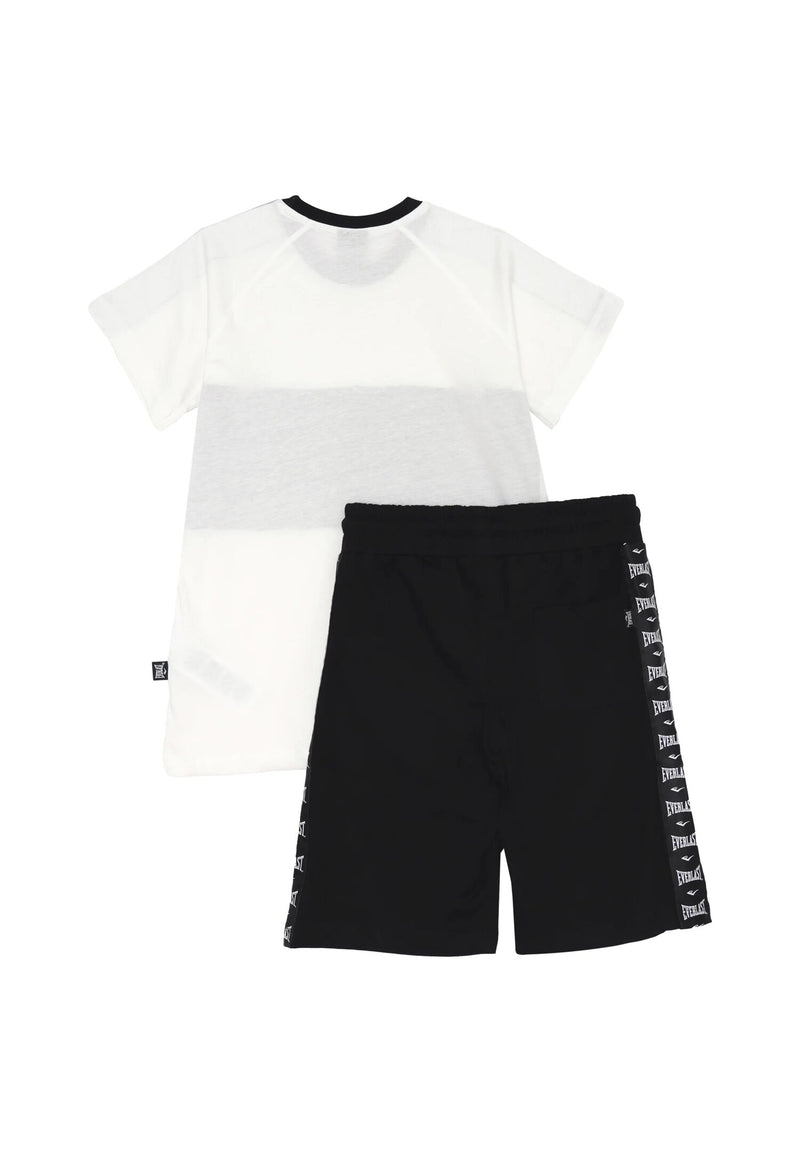 Everlast Completo t-shirt e bermuda Bambino off white nero 8-16 anni bande logo - BIANCO | CammarataMode