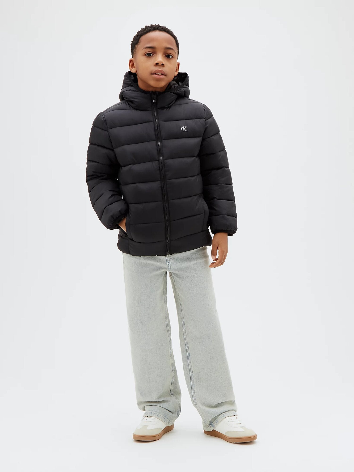 Calvin Klein Giubbotto Nero Leggero Con Logo Ck Bambino LVCKTJM15BBEH_