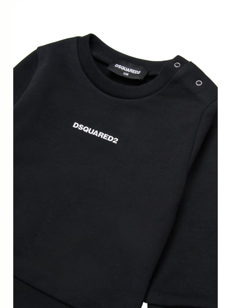 Dsquared felpa infant in cotone nero con micro logo Bambino
