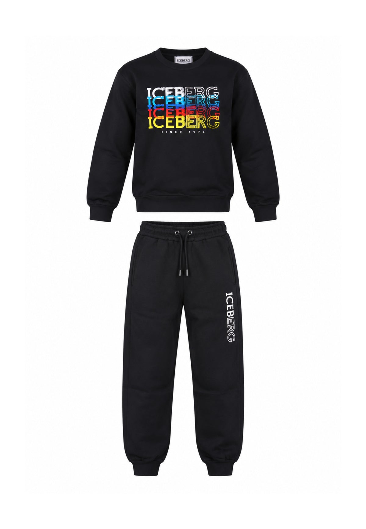 ICEBERGS COMPLETO NERO GIROCOLLO CON LOGO COLORATO Bambini e ragazzi CFICE7302J.NE_
