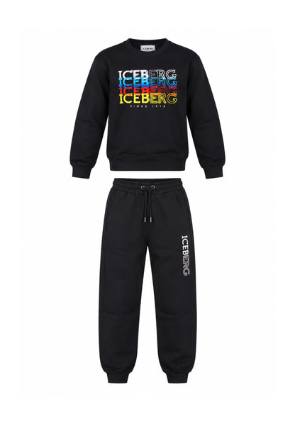 ICEBERGS COMPLETO NERO GIROCOLLO CON LOGO COLORATO Bambini e ragazzi CFICE7302J.NE_
