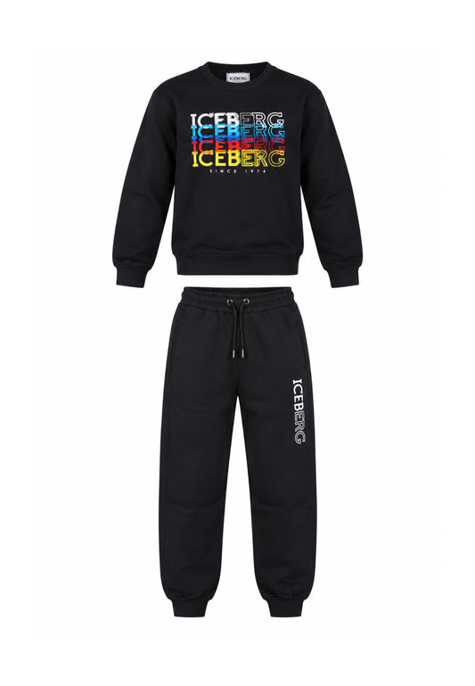 ICEBERGS COMPLETO NERO GIROCOLLO CON LOGO COLORATO Bambini e ragazzi CFICE7302J.NE_