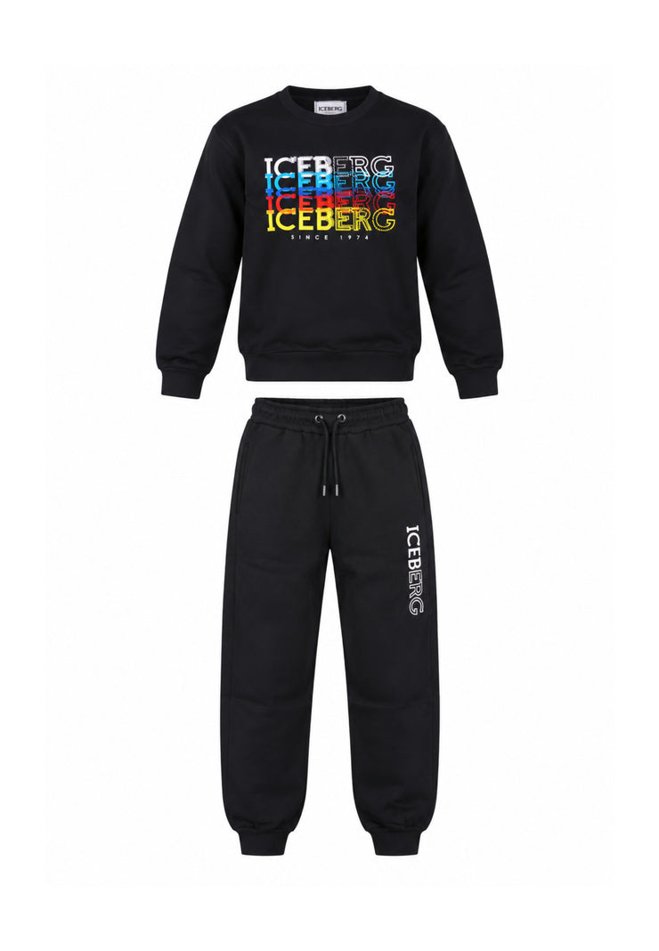 ICEBERGS COMPLETO NERO GIROCOLLO CON LOGO COLORATO Bambini e ragazzi CFICE7302J.NE_
