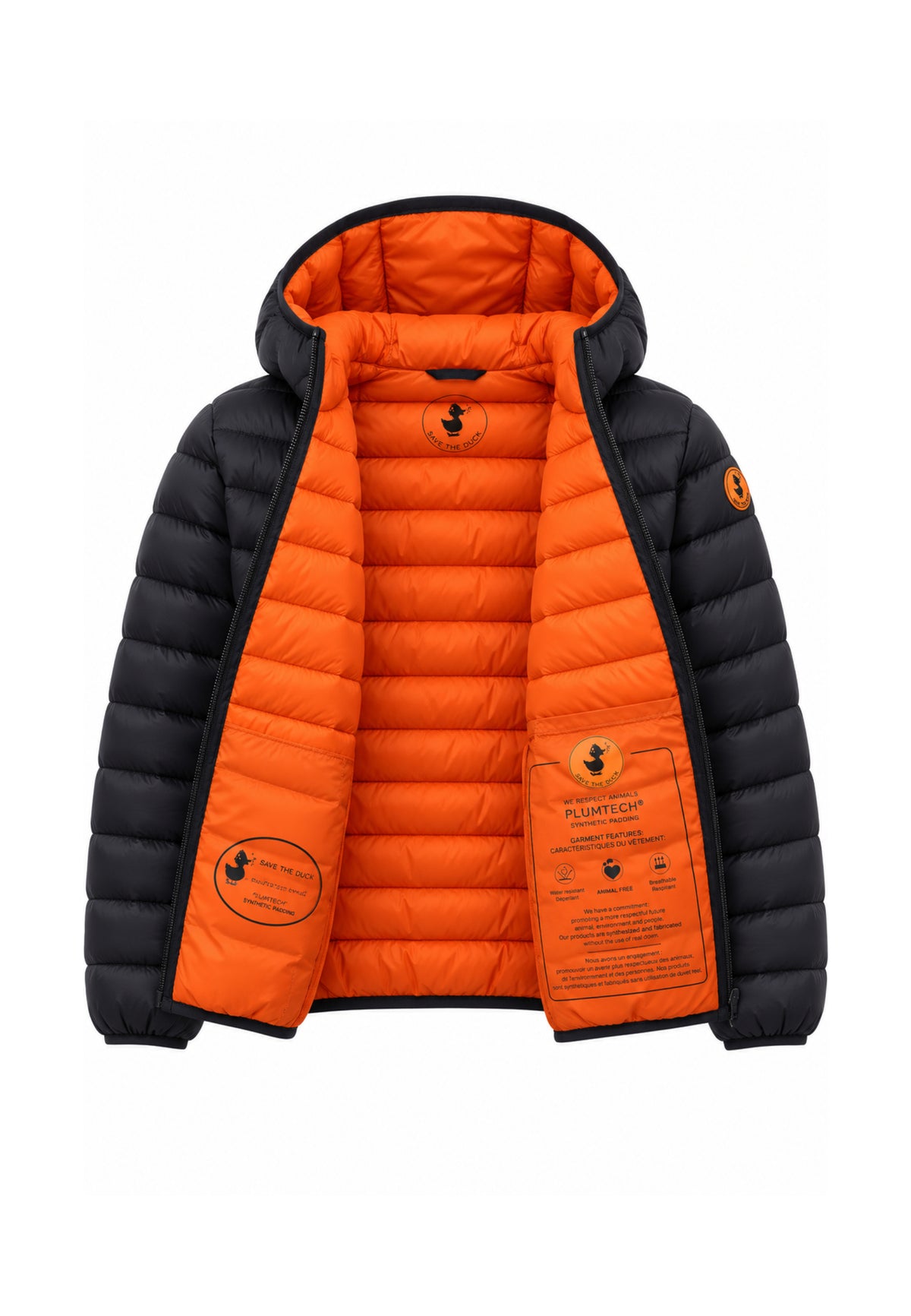 Save the Duck GIUBBOTTO NERO INVERNALE FODERA A CONTRASTO Bambini e ragazzi 08-J30650B.NE_