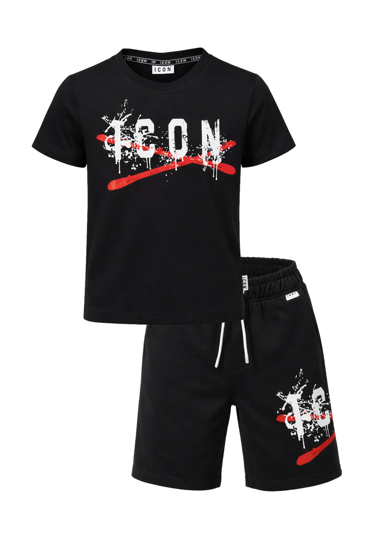 Icon Completo Nero Logo Spruzzo Bambino Maniche Corte IBKS001004+1008_
