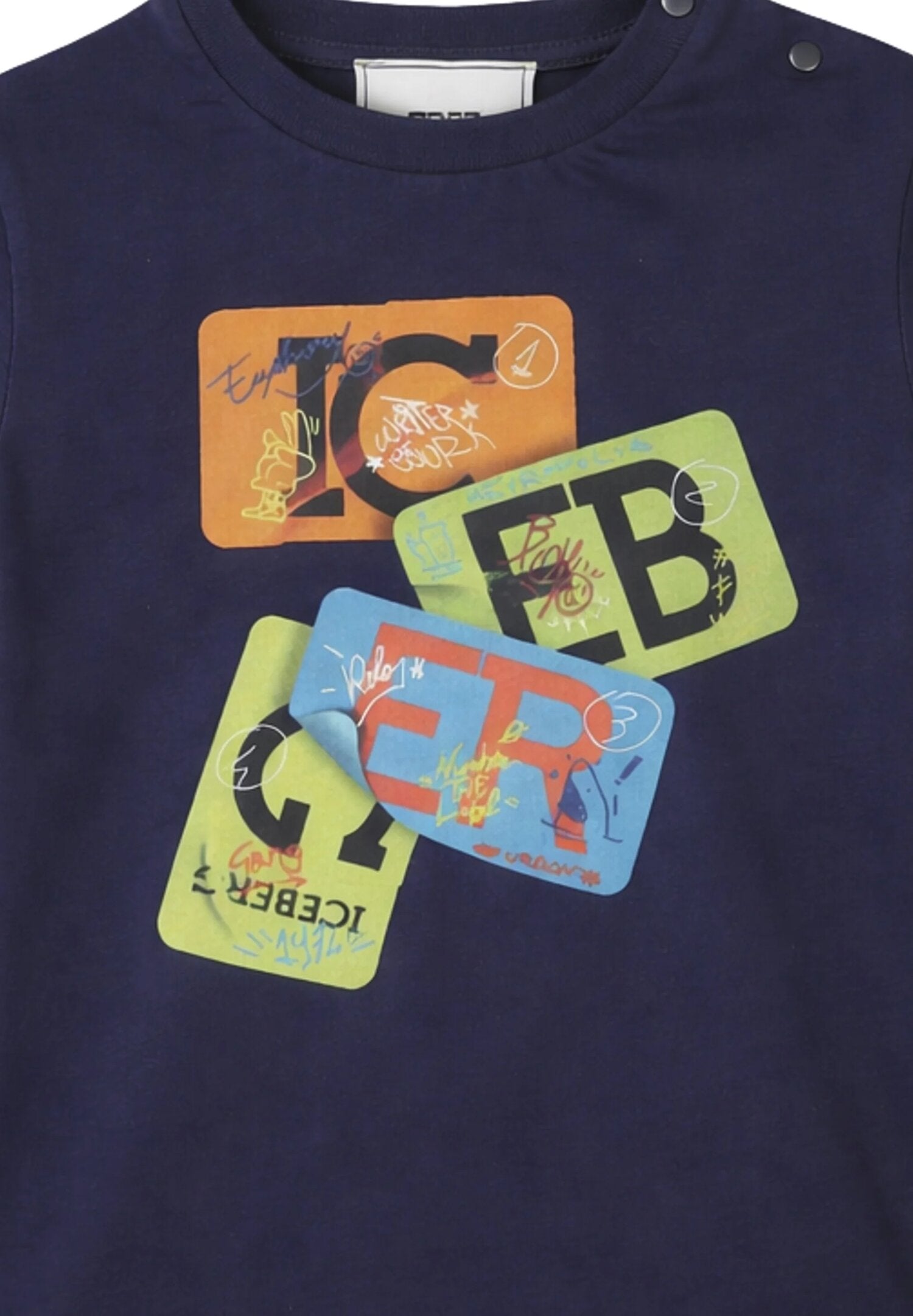 Icebergs Tshirt Blu Con Stampa Colorata Neonato TSICE6108B_
