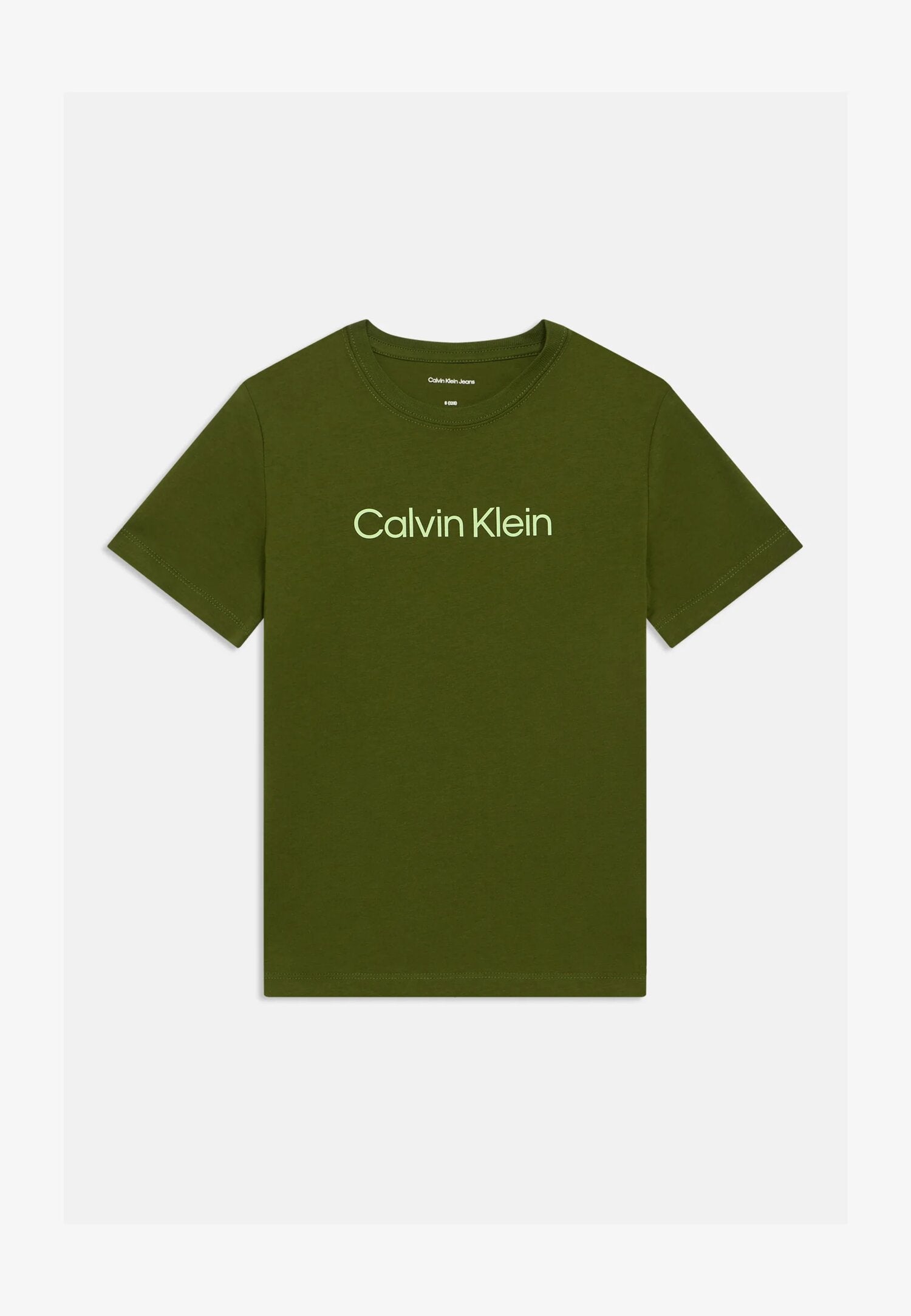 Calvin Klein Tshirt Verde Bambino In Jersey Maniche Corte Sportivo PE26