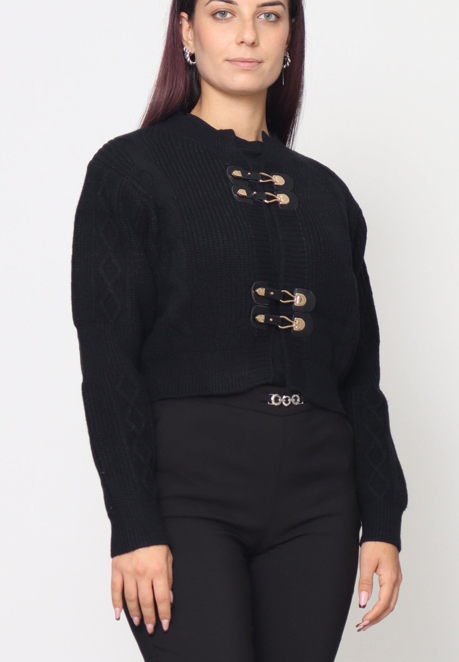 Monte Cervino Maglione Nero Donna In Lana Girocollo Elegante AI25