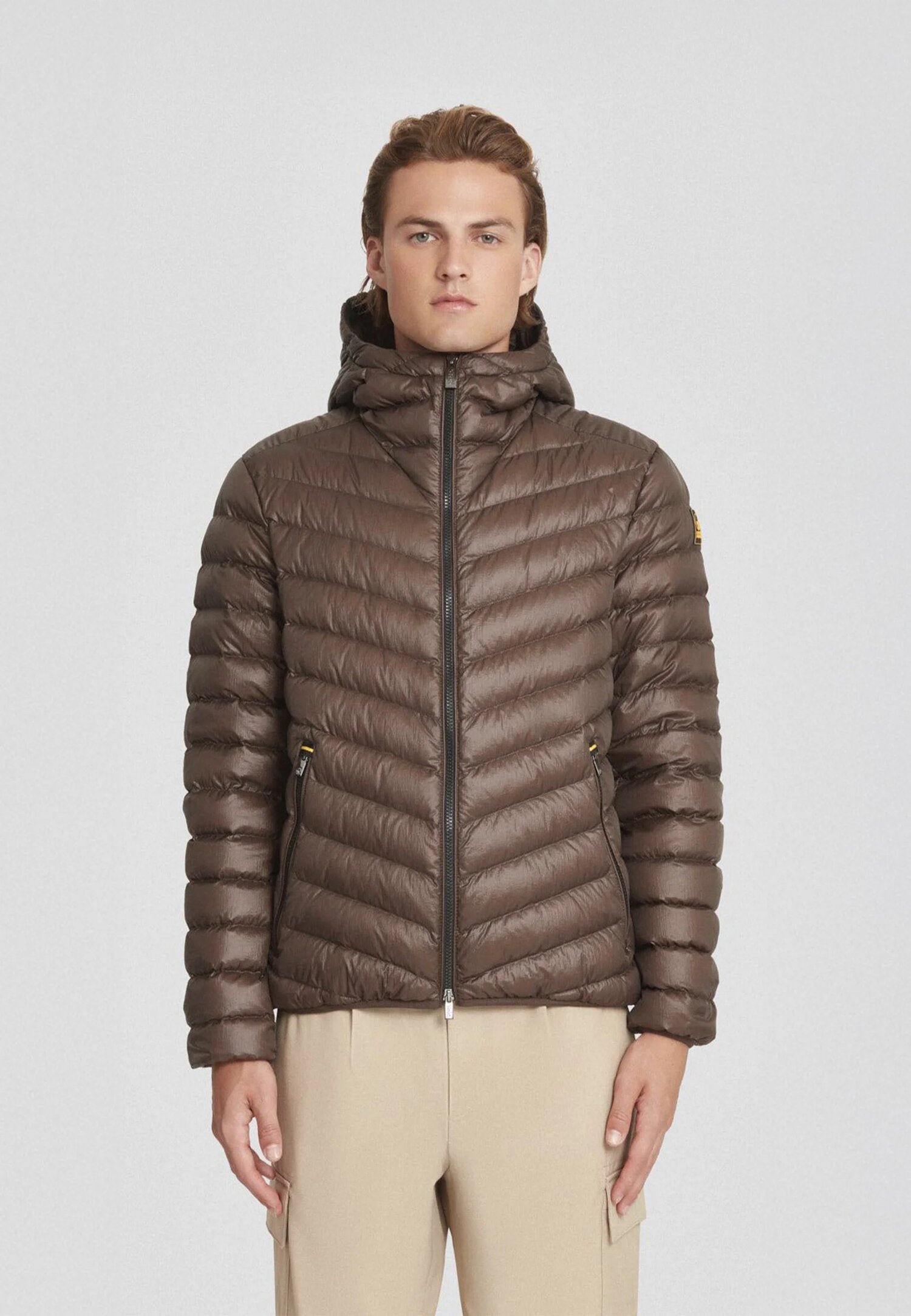 Ciesse Piumini Giubbotto Marrone Uomo In Nylon Con Cappuccio Invernale AI25