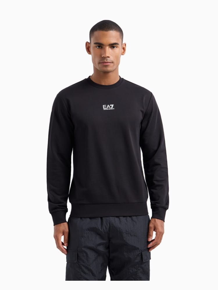Emporio Armani felpa girocollo core identity in cotone nero/bianco