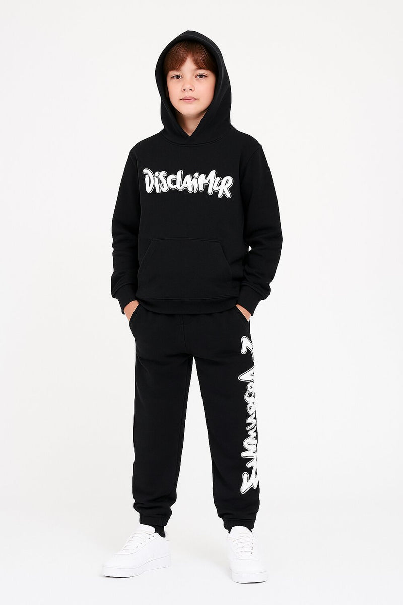 Disclaimer felpa con cappuccio bambino nera cotone inverno logo bianco - NERO | CammarataMode