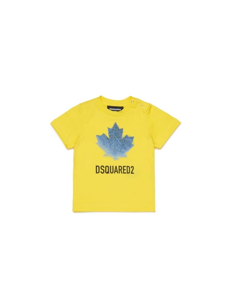 Dsquared t-shirt infant in cotone giallo con logo Bambino