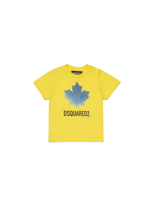 Dsquared t-shirt infant in cotone giallo con logo Bambino