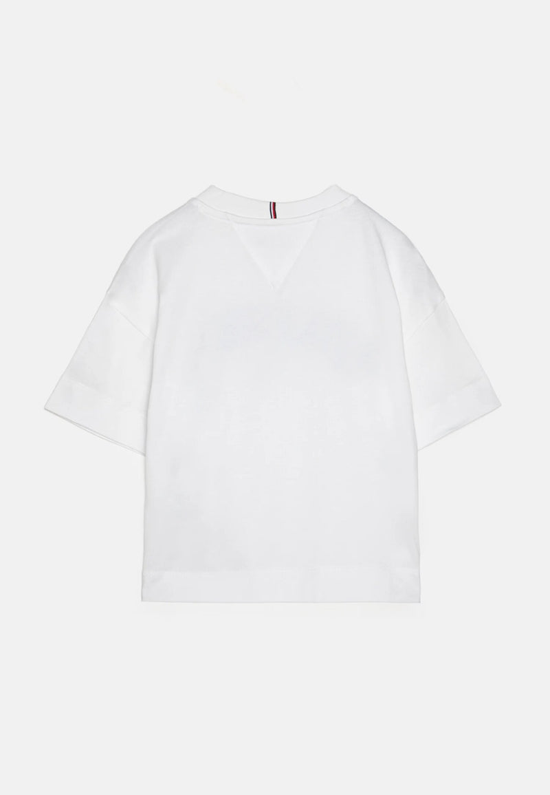 Tommy Hilfiger t-shirt bianca bambina cotone estiva logo stampato - BIANCO | CammarataMode