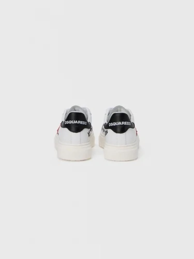 Dsquared sneakers junior in pelle bianca con logo foglia canada Bambino