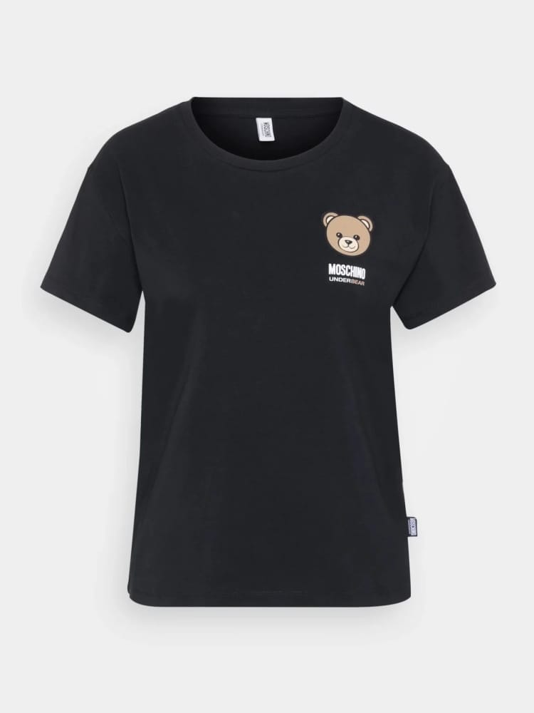Moschino tshirt nera donna logo teddy