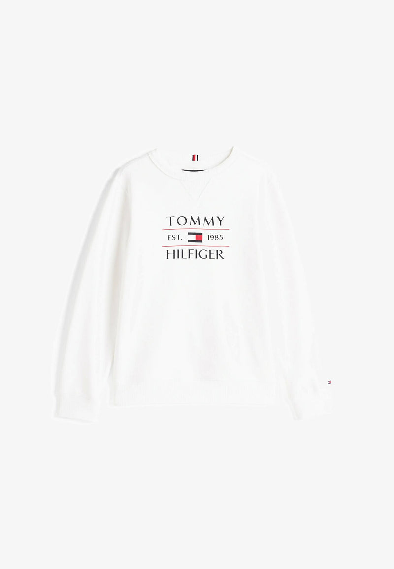 Tommy Hilfiger felpa leggera bambino bianco primavera logo iconico - BIANCO | CammarataMode
