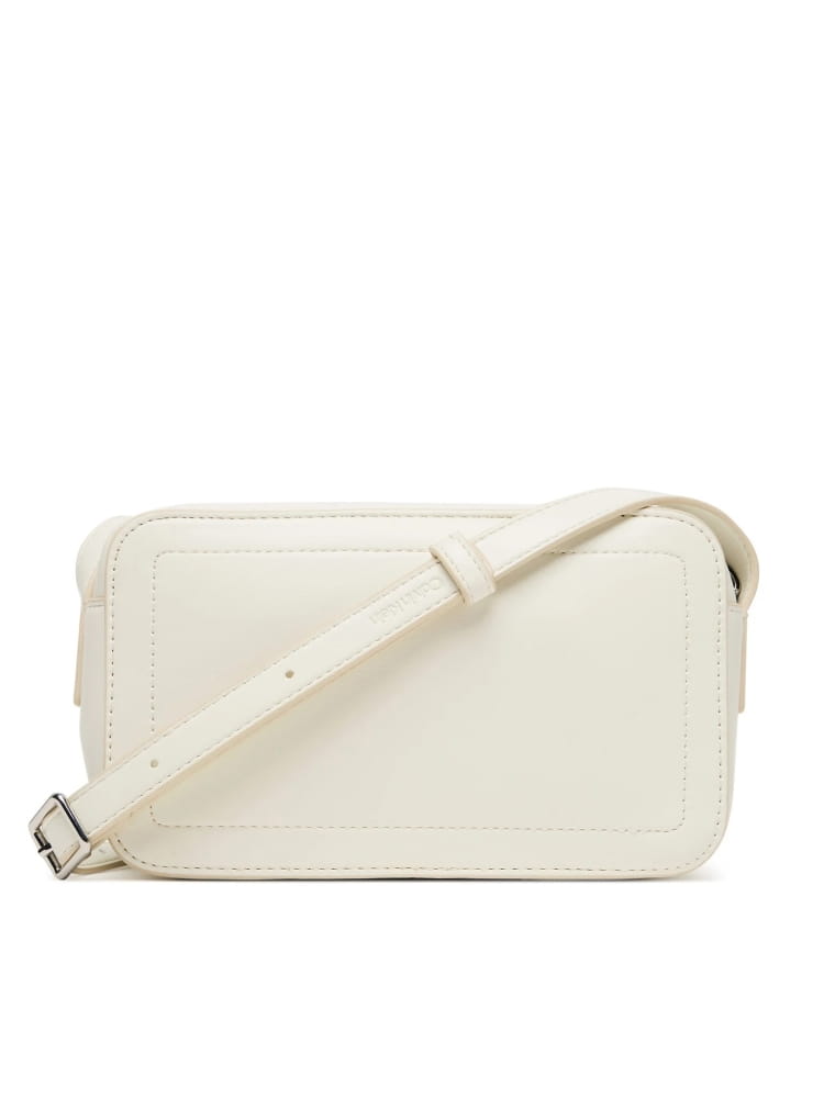 Calvin Klein borsa bianca donna in ecopelle con tracolla logo sul davanti | Misure: 20 x 12 x 7.5 cm