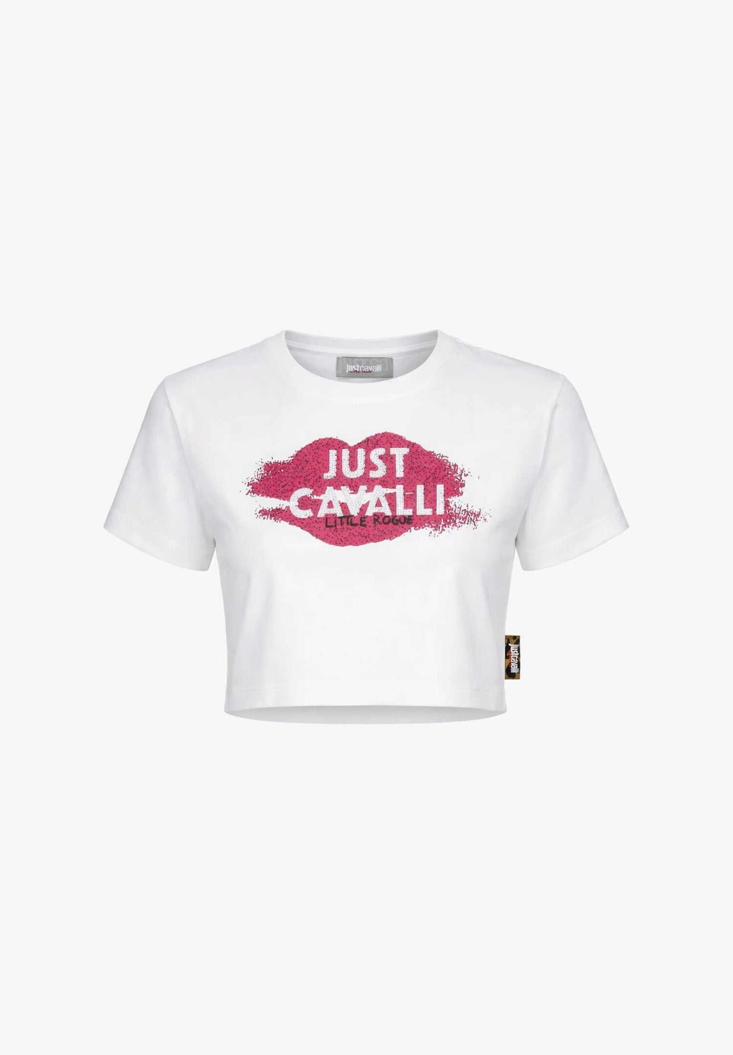 Just Cavalli Tshirt Bianca Logo Bacio Bambina Modello Crop - JGP26031TS_