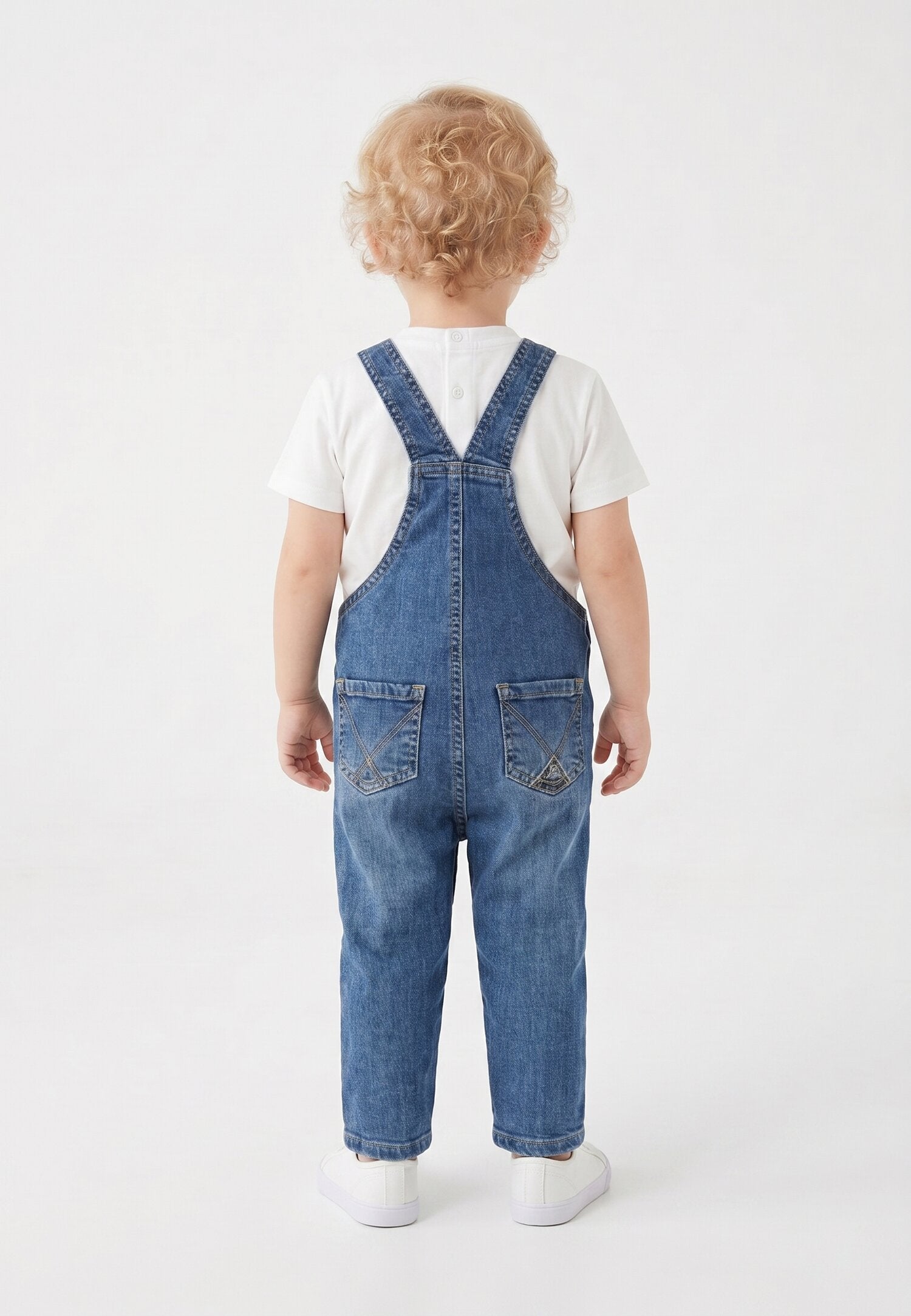 Roy Roger's Salopet Di Jeans e t-Shirt Bianca Neonato RG201/K1BLU_