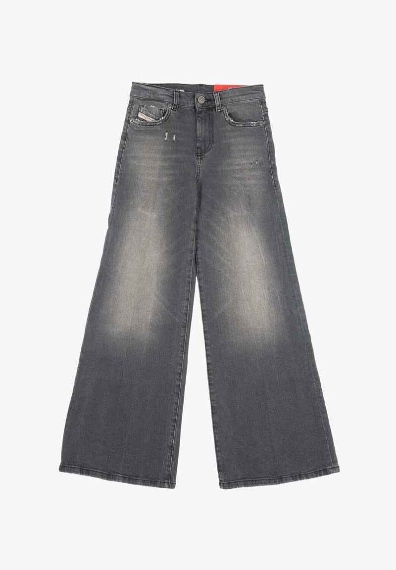 Diesel jeans a zampa bambina ragazza neri cotone elasticizzato - NERO | CammarataMode