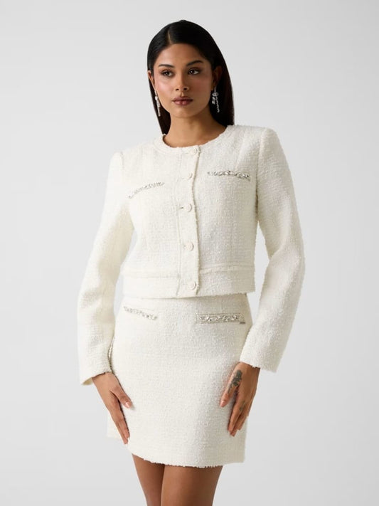 Guess giacca bianca donna bottoni con logo