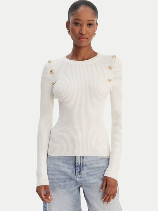 Guess maglia bianca donna bottoni con logo