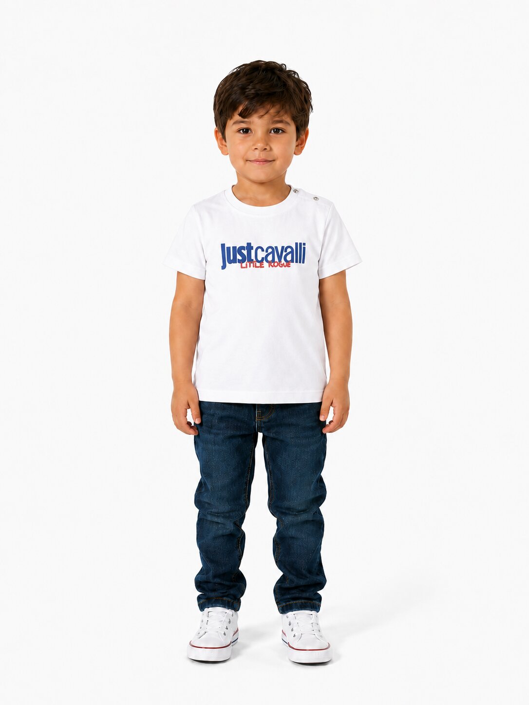 Just Cavalli t-Shirt Bianca Con Logo Grande Davanti Neonato JIP26047TS_