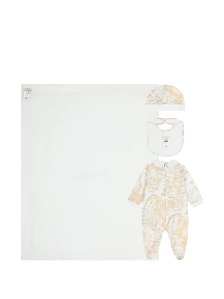 Alviero Martini set beige neonato logo all over