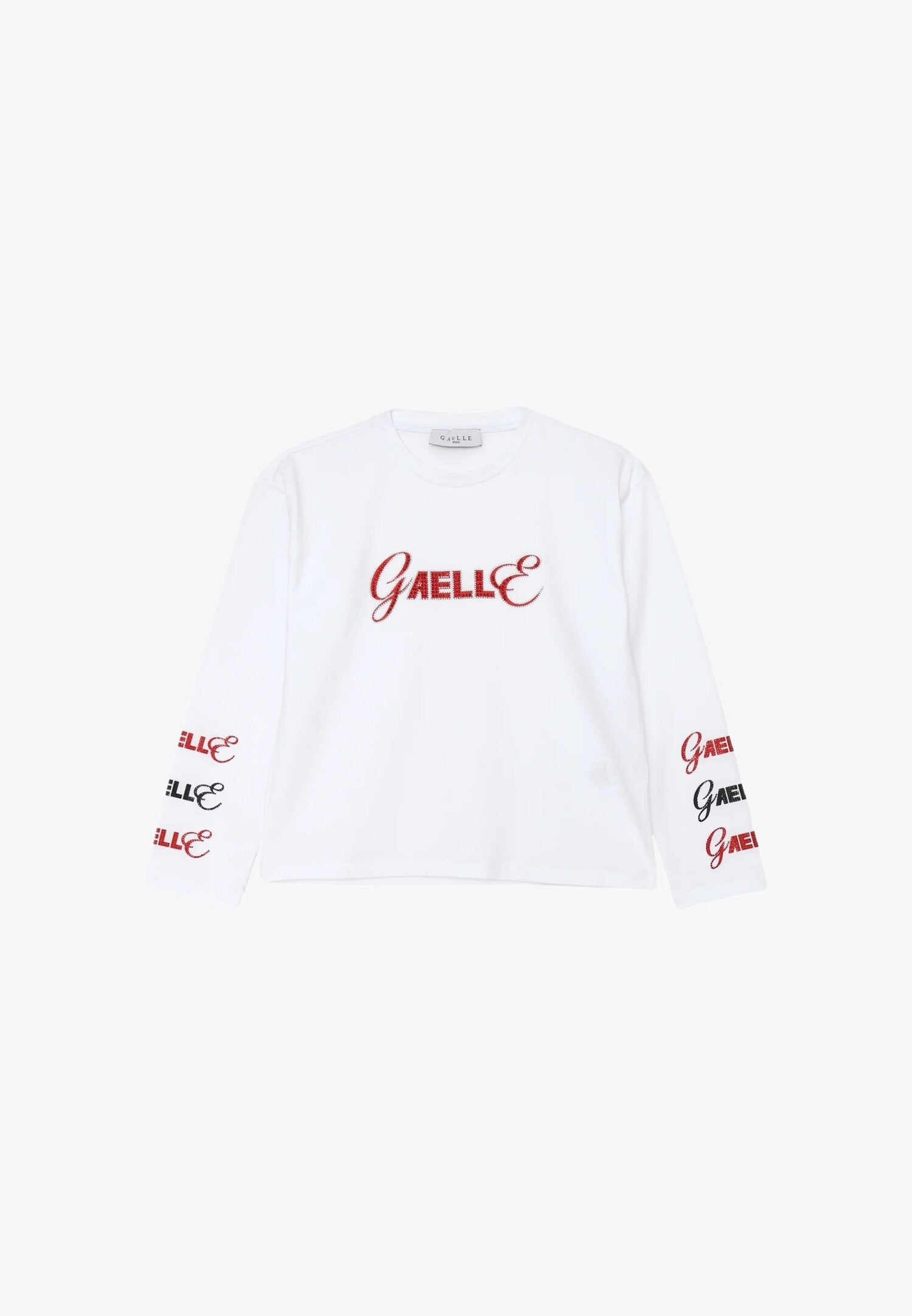 Gaelle Paris t Shirt Bianca Bambina In Cotone Maniche Lunghe Elegante AI25