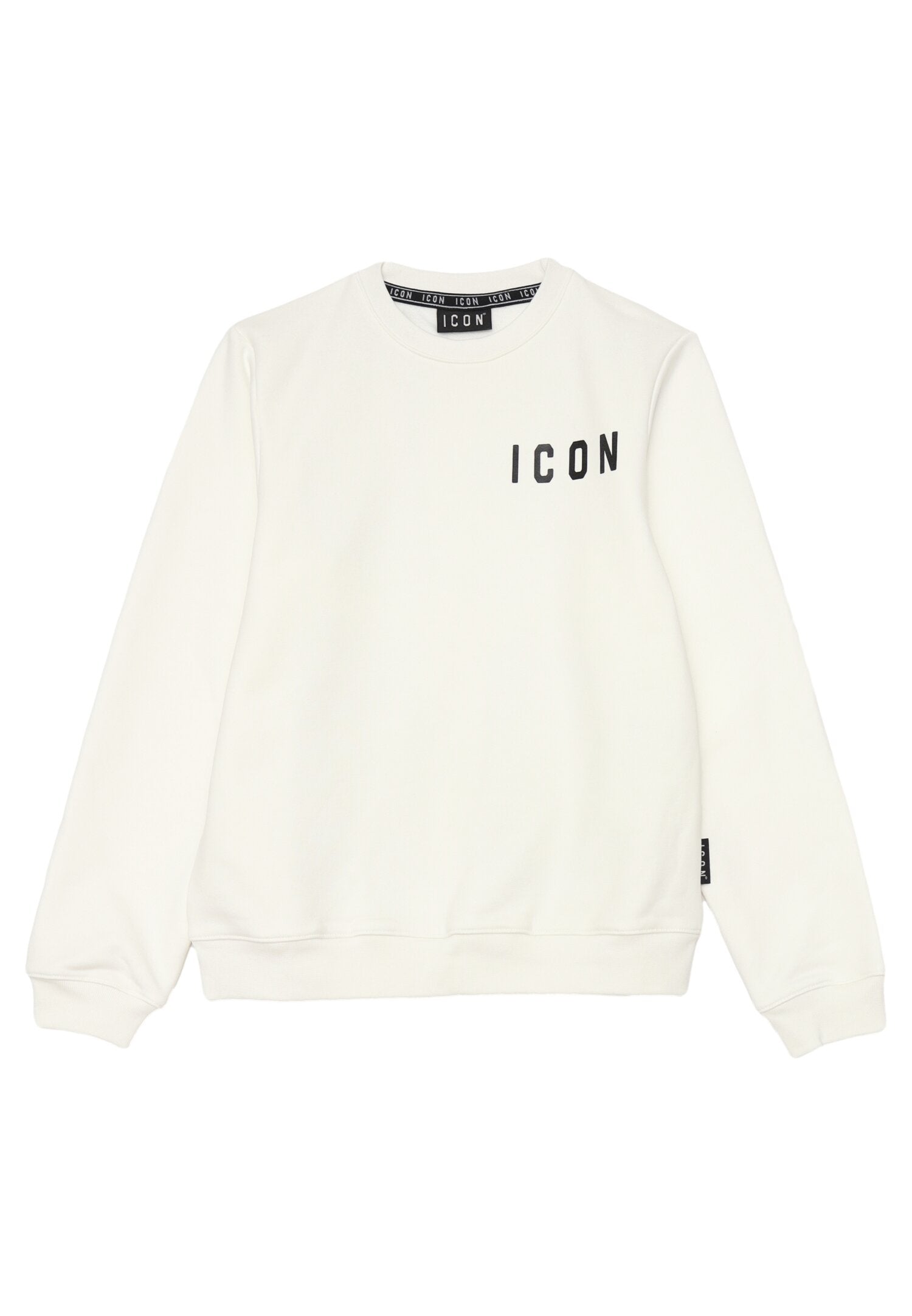 Icon Felpa Bianca Bambino In Cotone Girocollo | Autunnale AI25 | CammarataMode
