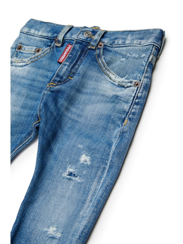 Dsquared jeans infant slim lavaggio blu chiaro con micro rotture Bambino