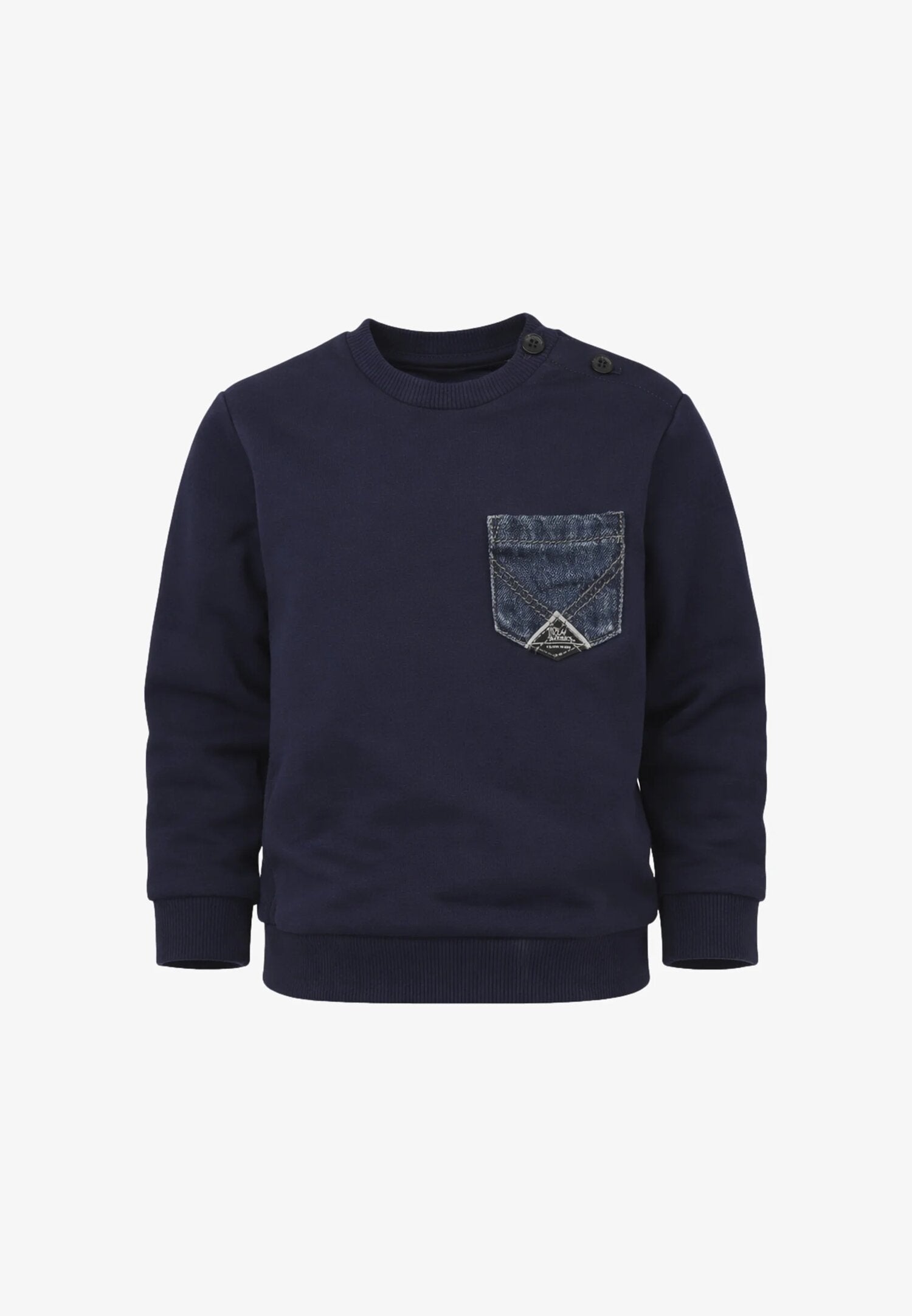 Roy Roger's Felpa Blu Scuro Con Taschino In Denim Neonato RG186_