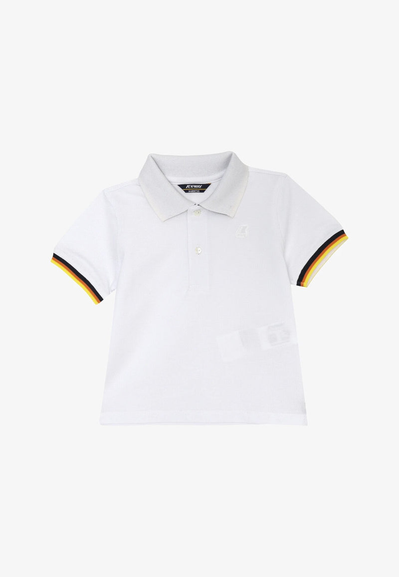 K-Way Polo White Child Kids Junior Contrast Collar - WHITE | CammarataMode