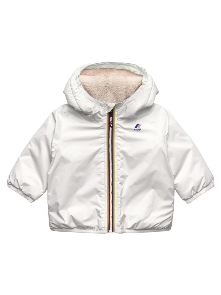 Kway giubbotto bianco con cappuccio imbottito per bambino e neonato