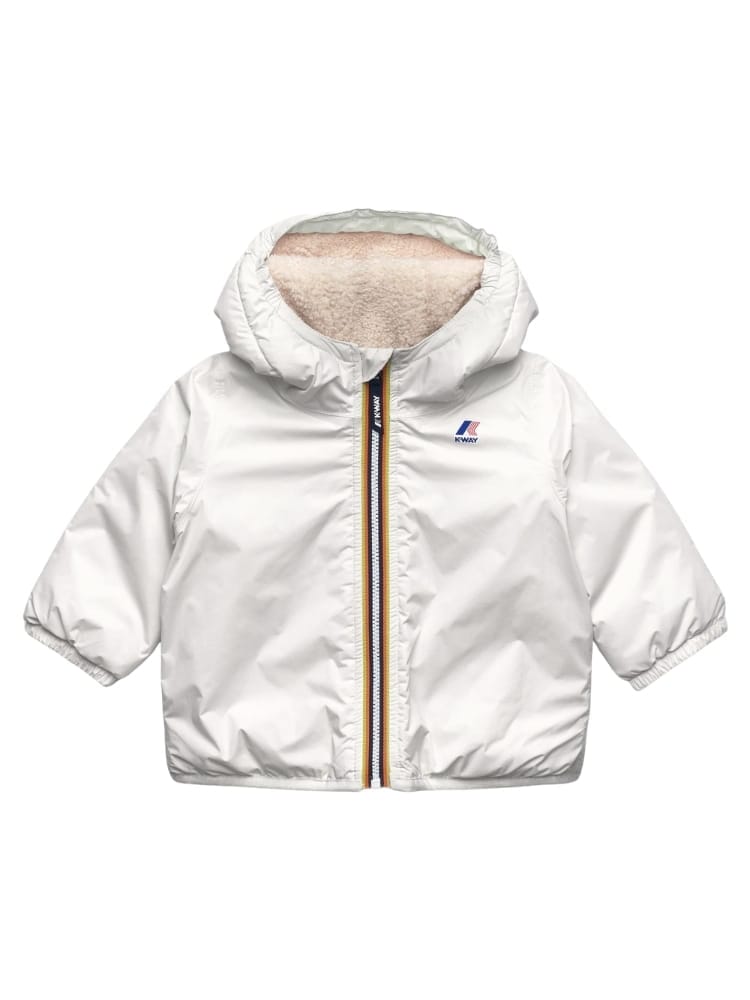 Kway giubbotto bianco con cappuccio imbottito per bambino e neonato