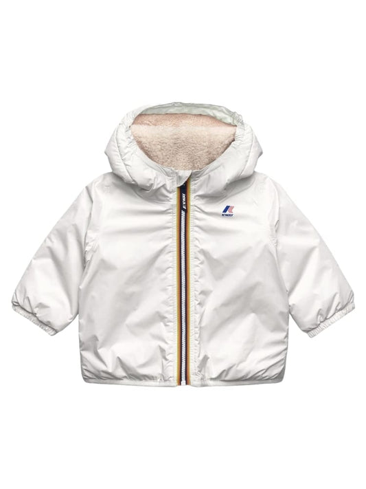 Kway giubbotto bianco con cappuccio imbottito per bambino e neonato
