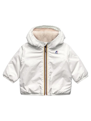Kway giubbotto bianco con cappuccio imbottito per bambino e neonato