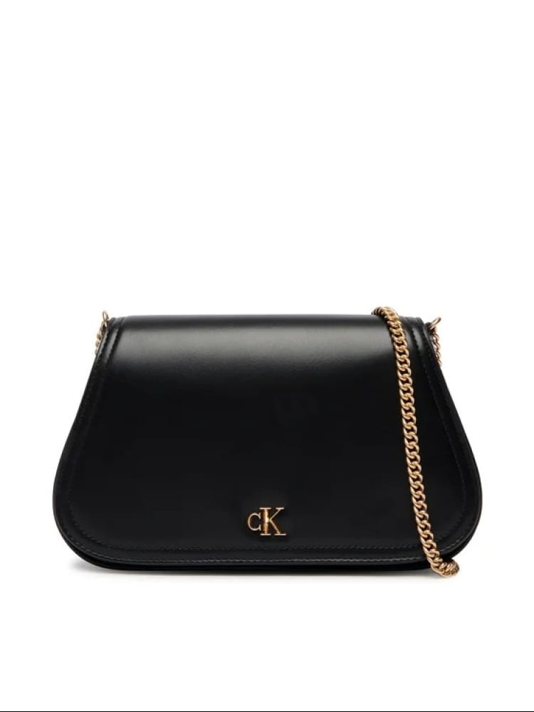 Calvin Klein borsa nera donna mini logo oro Misure: 19 x 12 x 4 cm