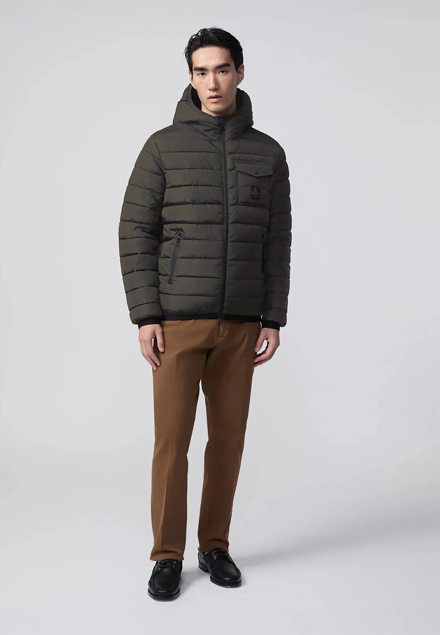 Refrigiwear Giubotto Verde Uomo In Nylon Con Cappuccio Tipo Sportivo AI25