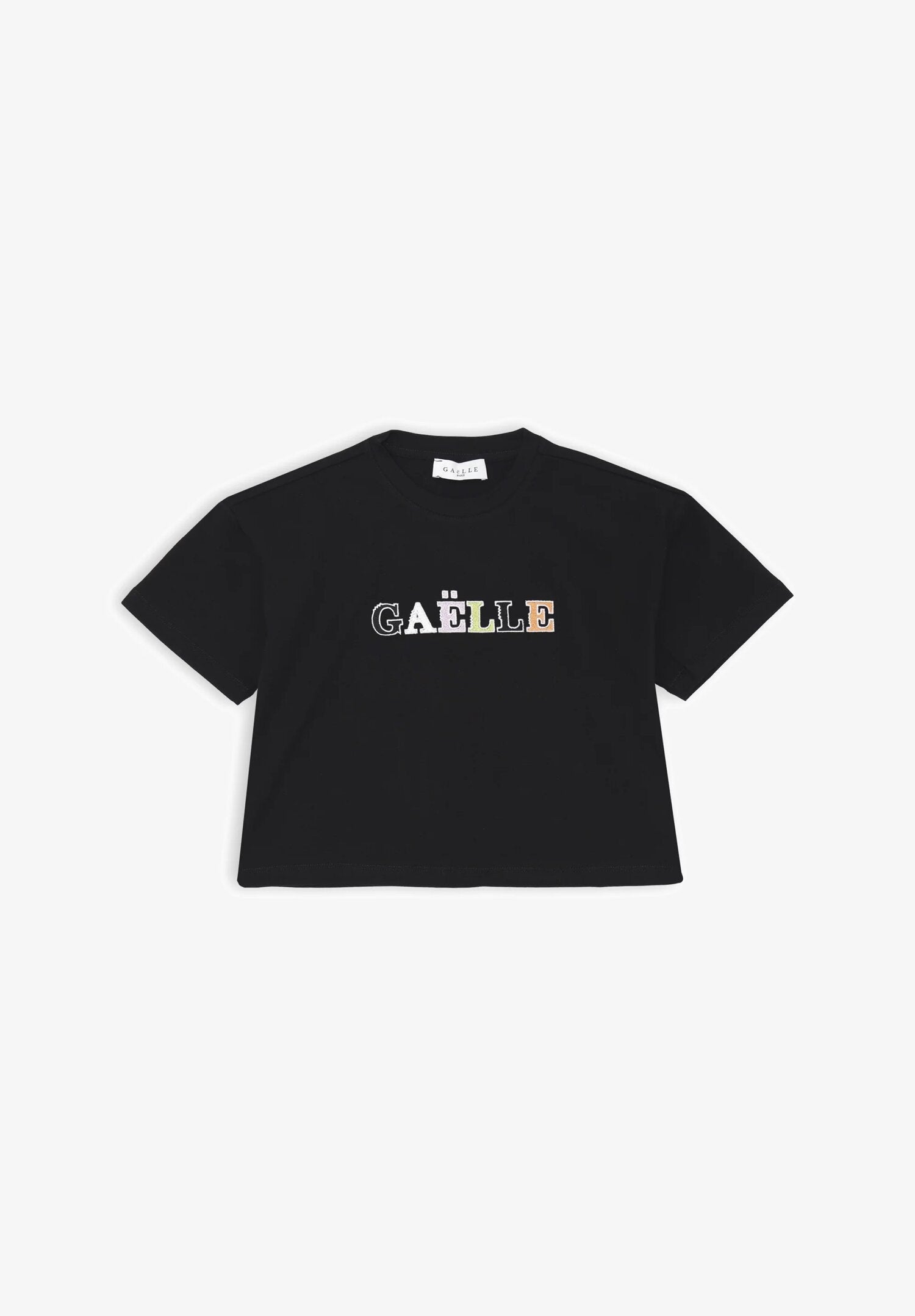 Black Gaelle girl's shirt multicolor print summer cotton regular fit | CammarataMode