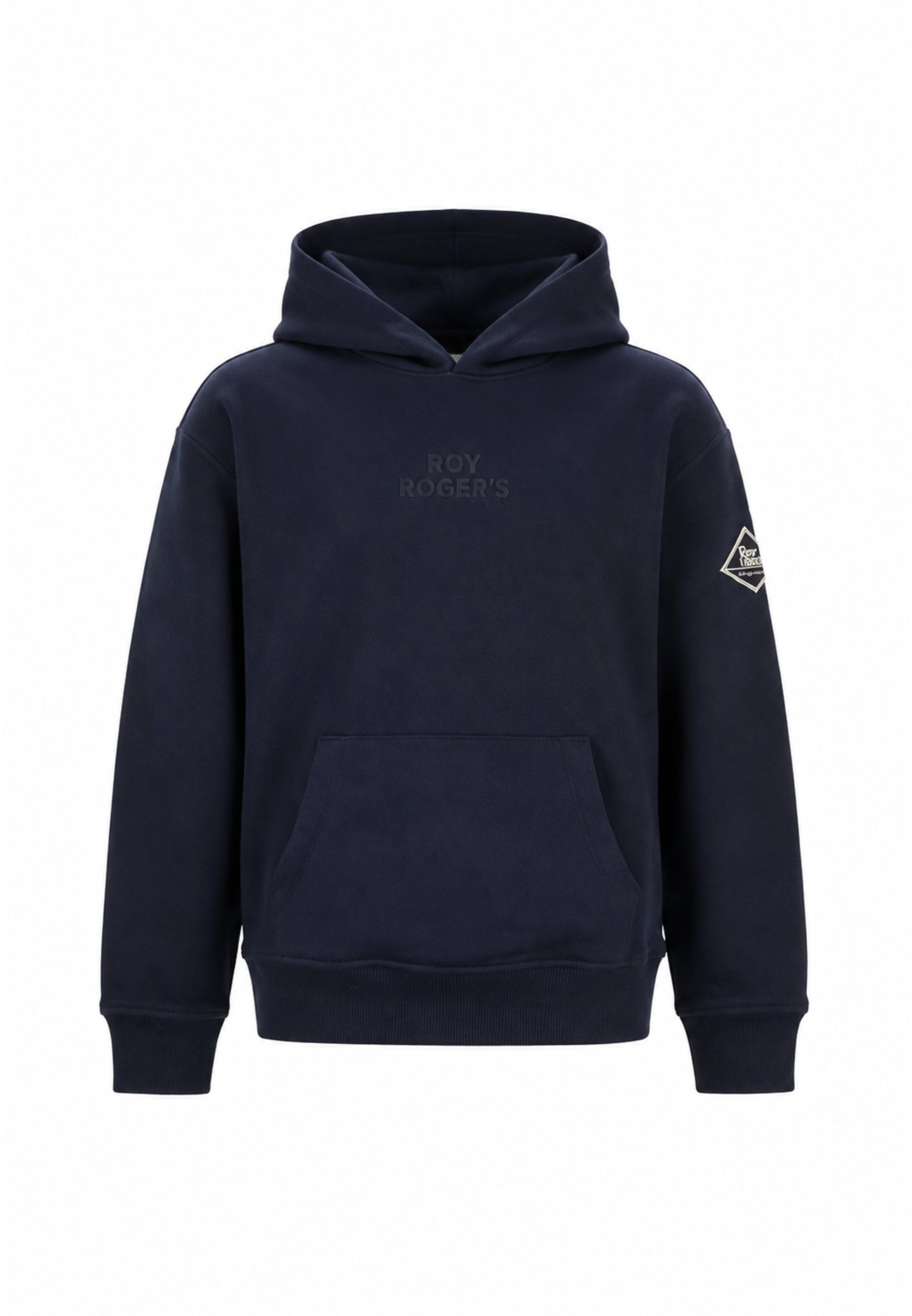 Roy Roger's felpa BLU CON CAPPUCCIO E LOGO GOMMATO TONO SU TONO Bambini e ragazzi rz483/00-blu_